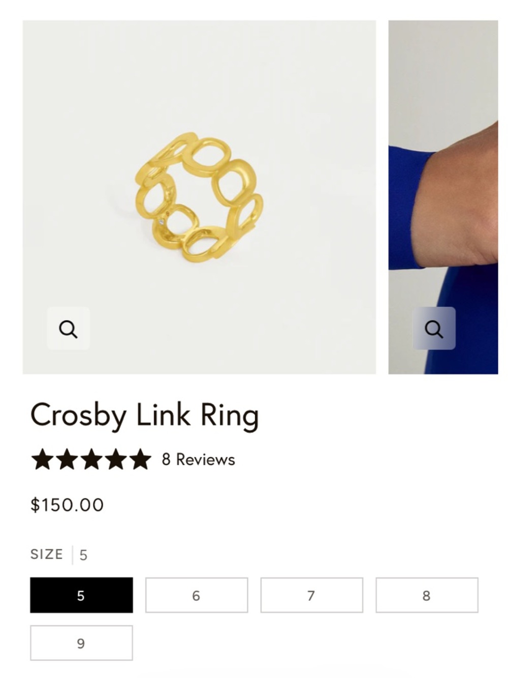 Dean Davidson Crosby Gold Link Ring - Bold Chunky Chain Style - Picture 4 of 5